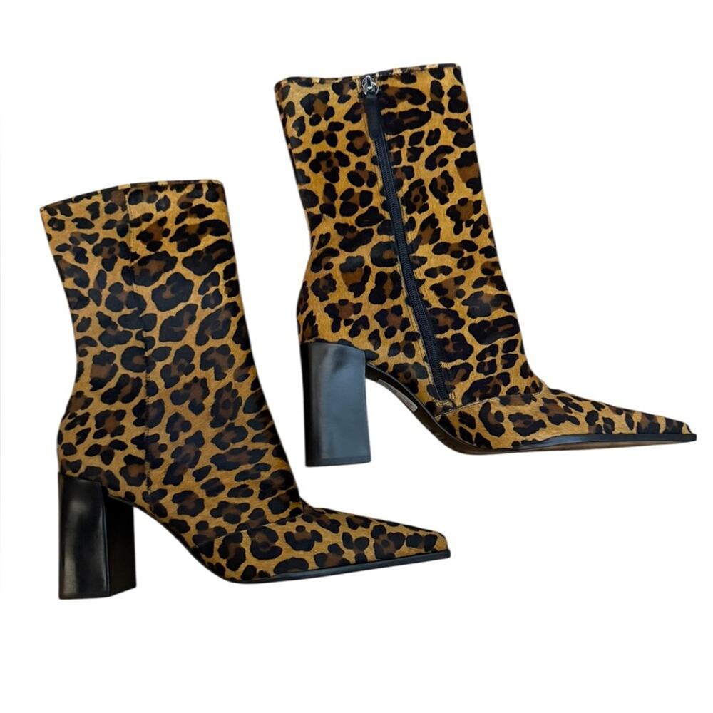 NWOT Schutz Raffaela Pointed Toe Hair Calf Leopard Booties – Sz 10B - Picture 6 of 10